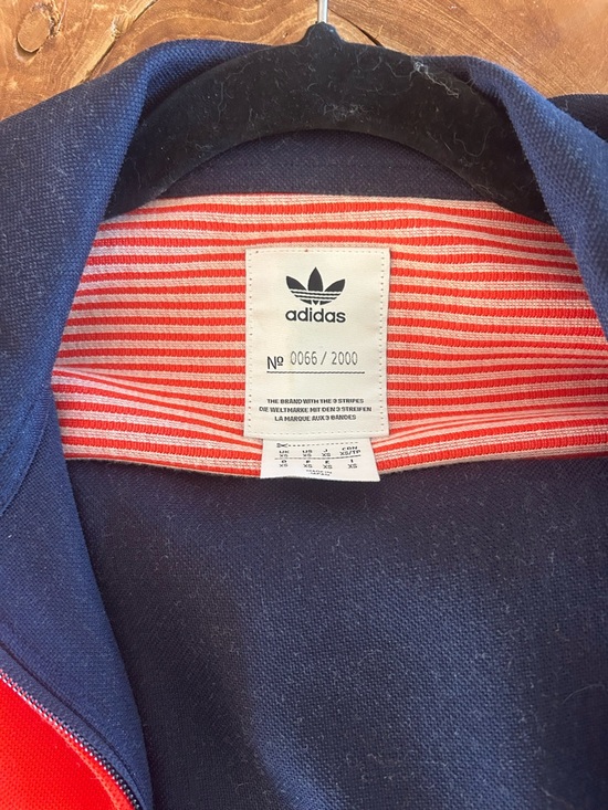 adidas Navy and Red Track Jacket with Signature Stripes - Picture 2 of 2
